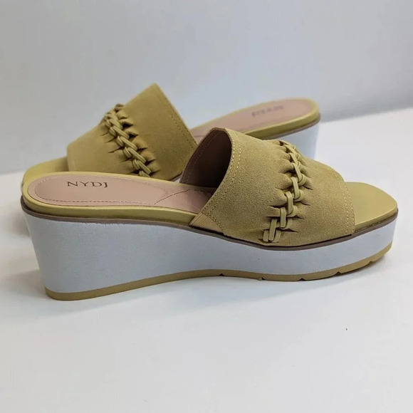 New NYDJ Womens Rory Honey Gold Nubuck Peep-Toe Platform Wedge Sandals Size 8.5 - Picture 4 of 11